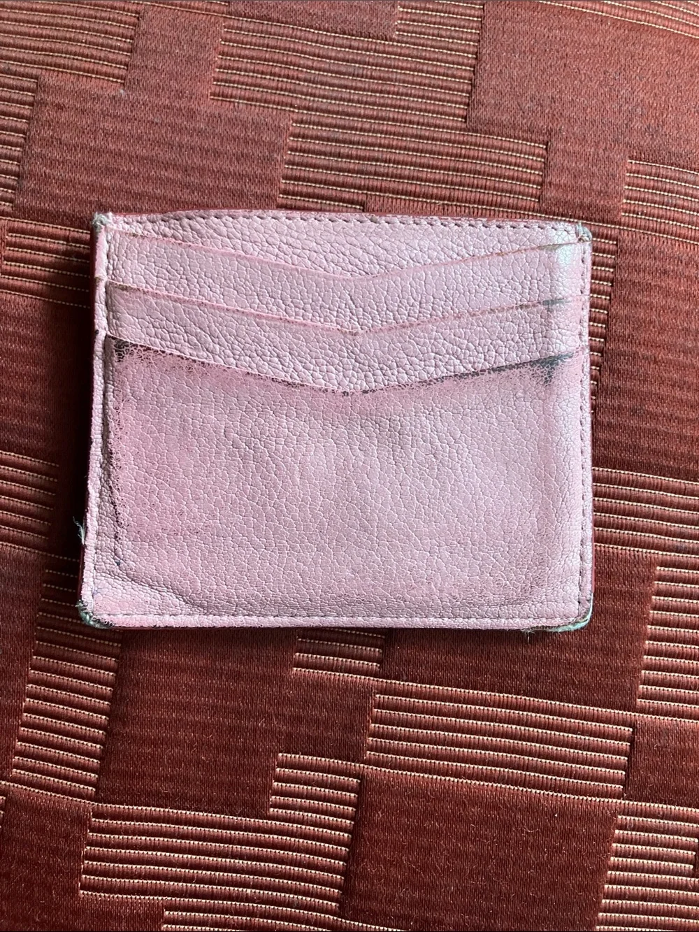 Miu Miu Pink Leather Card Holder and wallet with Red Heart Accent